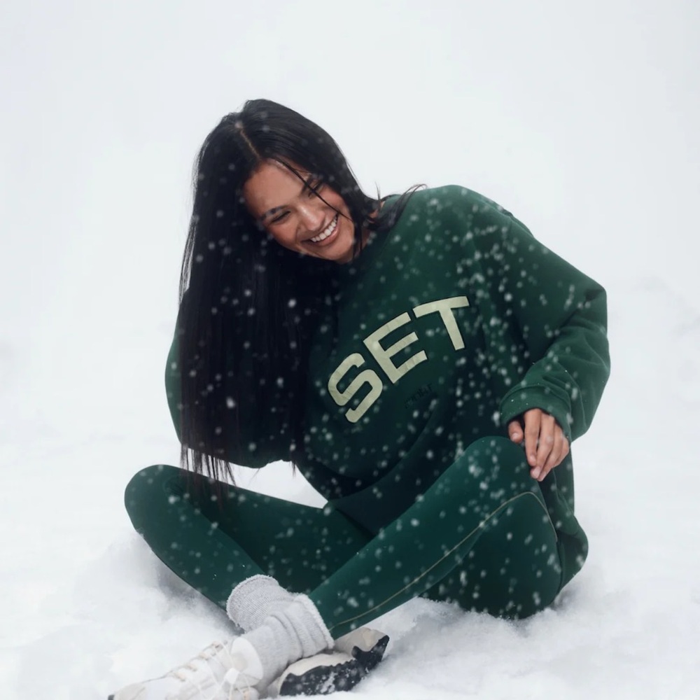 SET Active XL Midweight Sweats Staple Crewneck Nocturnal Sweatshirt Green SETmas - Picture 2 of 10